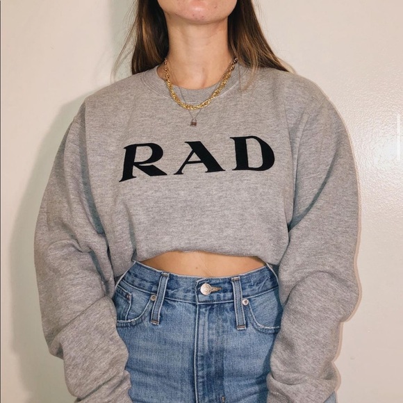 Rad Brandy Melville Grey Cropped Sweatshirt - Picture 5 of 6